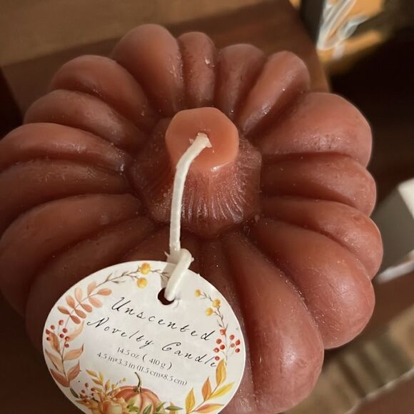 NWT Pumpkin Candle Unscented Decor cozy autumn vibes office dorm home tiered - Picture 3 of 4